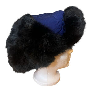 Vintage Chinese Fur Ushanka Genuine Fur Winter Hat, Unisex, 56 cm